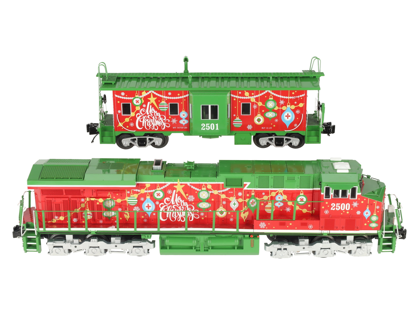 MTH 30-20757-1 O Gauge Christmas ES44AC Diesel & Caboose w/PS3 #2500/2501 EX/Box