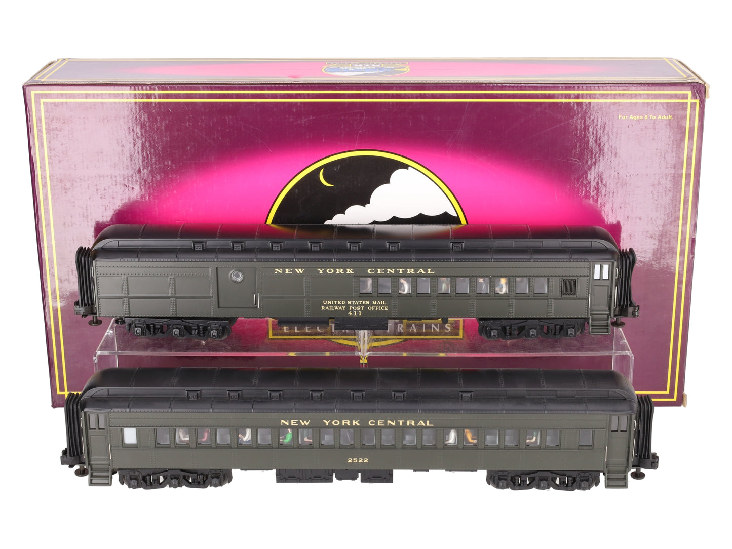 MTH 20-4122 O Gauge NYC 70' Madison Combine/Diner Passenger Car Set (Pack of 2) VG/Box