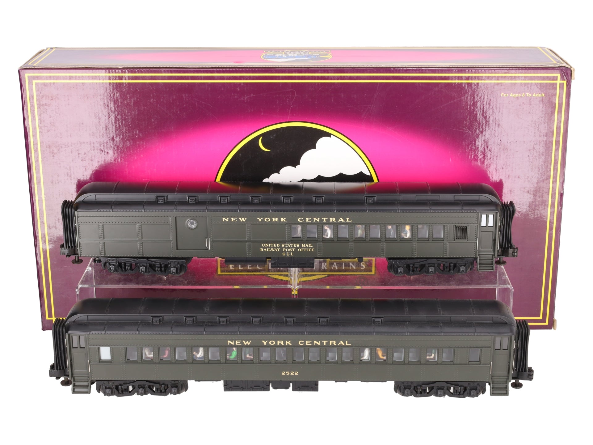 MTH 20-4122 O Gauge NYC 70' Madison Combine/Diner Passenger Car Set (Pack of 2) VG/Box
