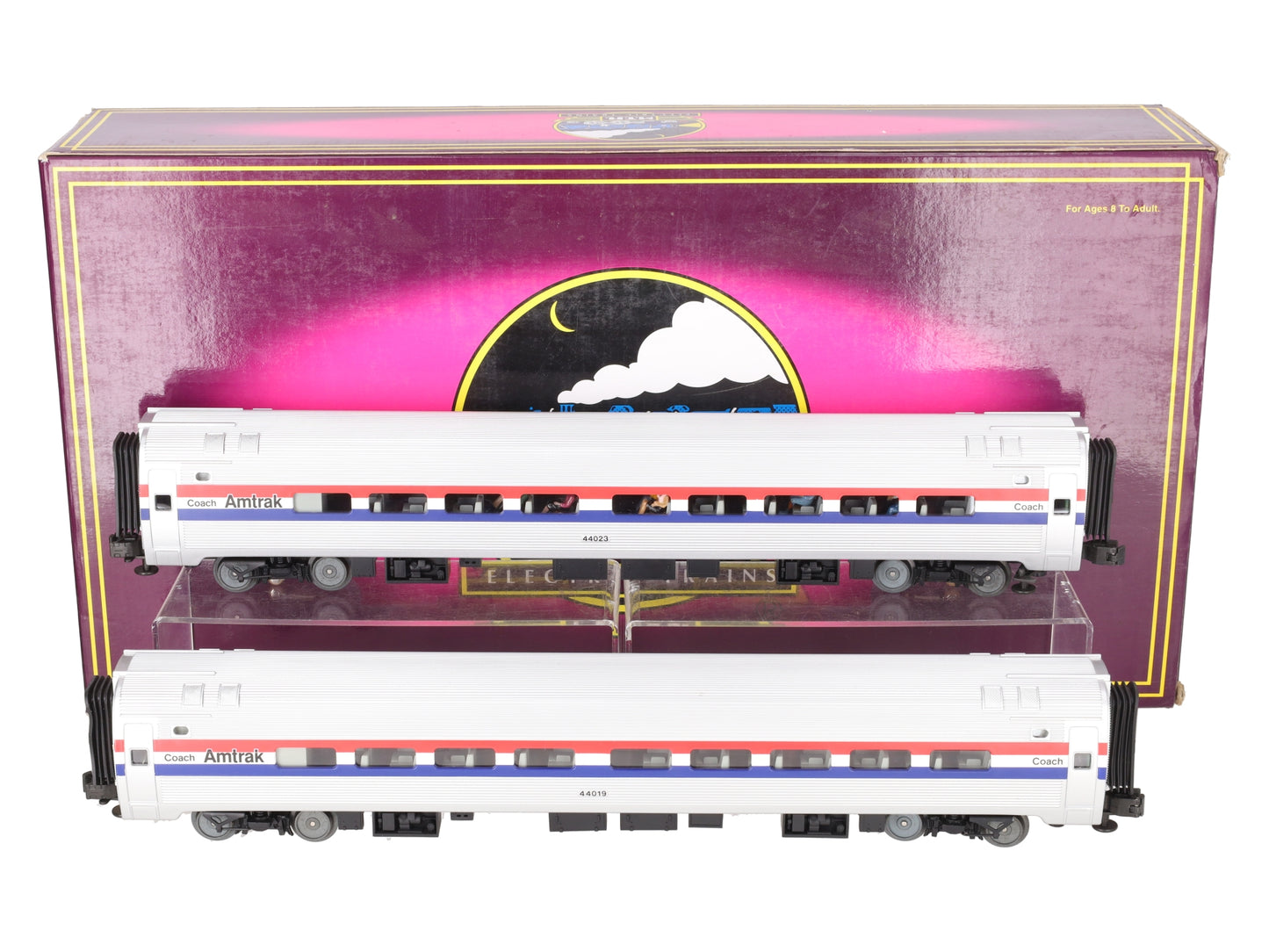 MTH 20-6655 O Scale Amtrak Amfleet Phase III Passenger Coach Cars (Set of 2) EX/Box
