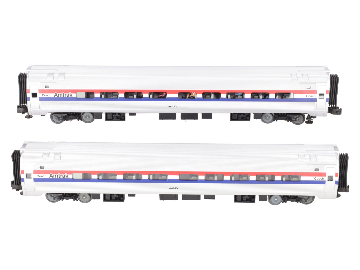 MTH 20-6655 O Scale Amtrak Amfleet Phase III Passenger Coach Cars (Set of 2) EX/Box
