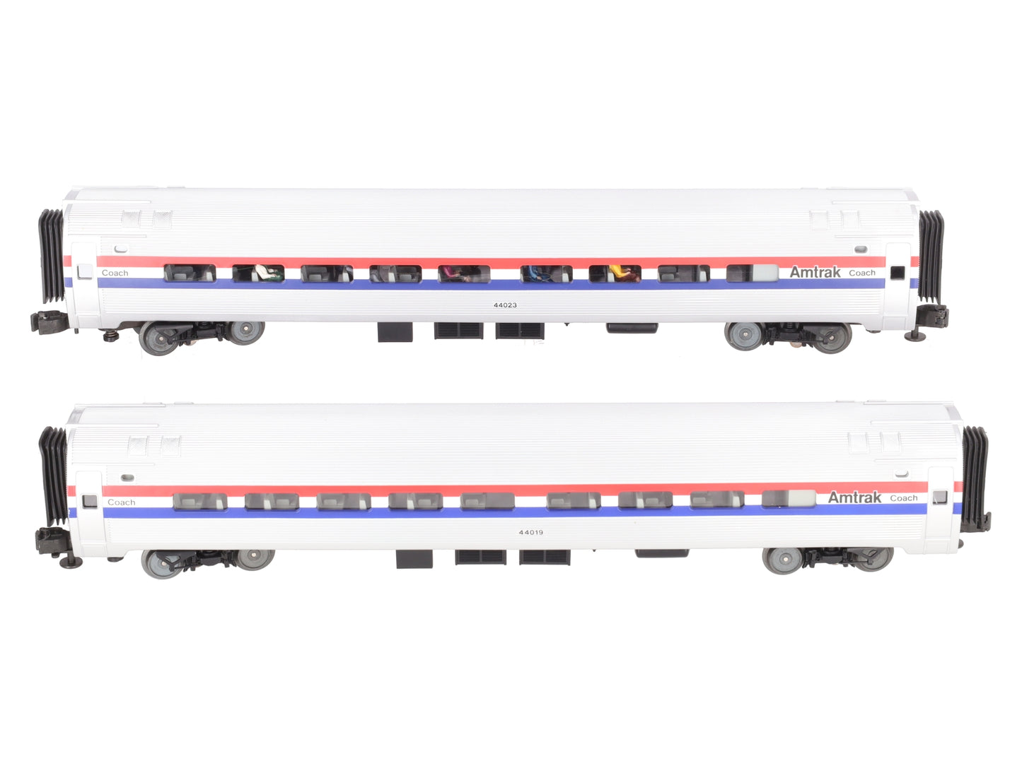 MTH 20-6655 O Scale Amtrak Amfleet Phase III Passenger Coach Cars (Set of 2) EX/Box