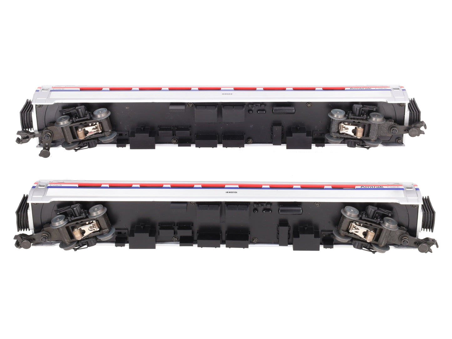 MTH 20-6655 O Scale Amtrak Amfleet Phase III Passenger Coach Cars (Set of 2) EX/Box