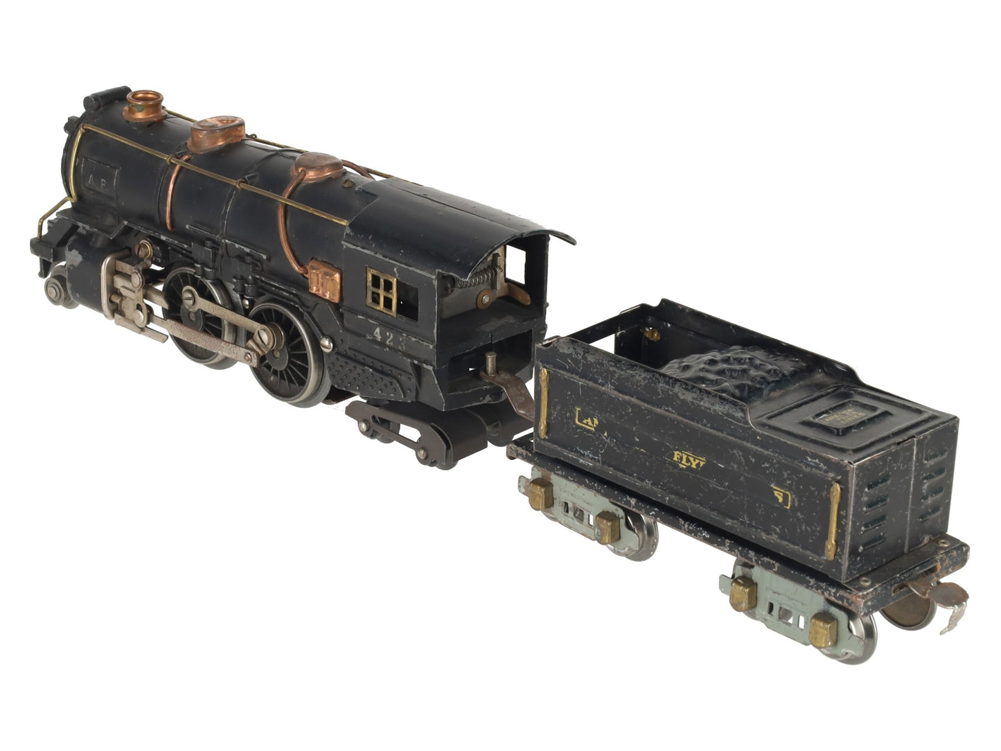 American Flyer 423 Vintage O Prewar 2-4-4 Steam Locomotive & Tender VG