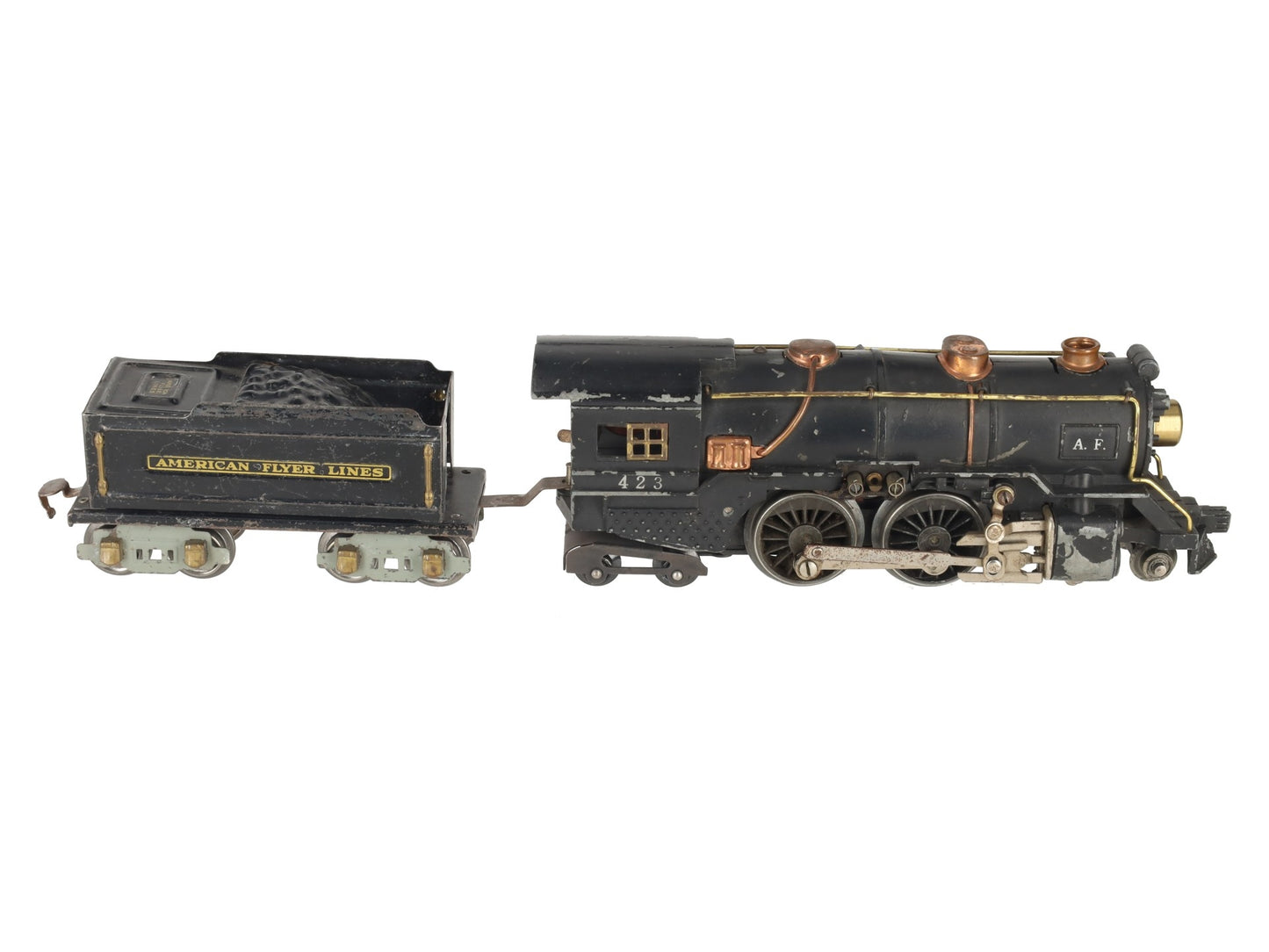 American Flyer 423 Vintage O Prewar 2-4-4 Steam Locomotive & Tender VG