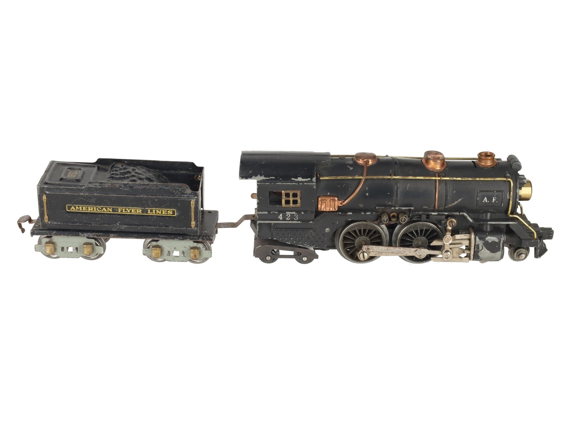 American Flyer 423 Vintage O Prewar 2-4-4 Steam Locomotive & Tender VG