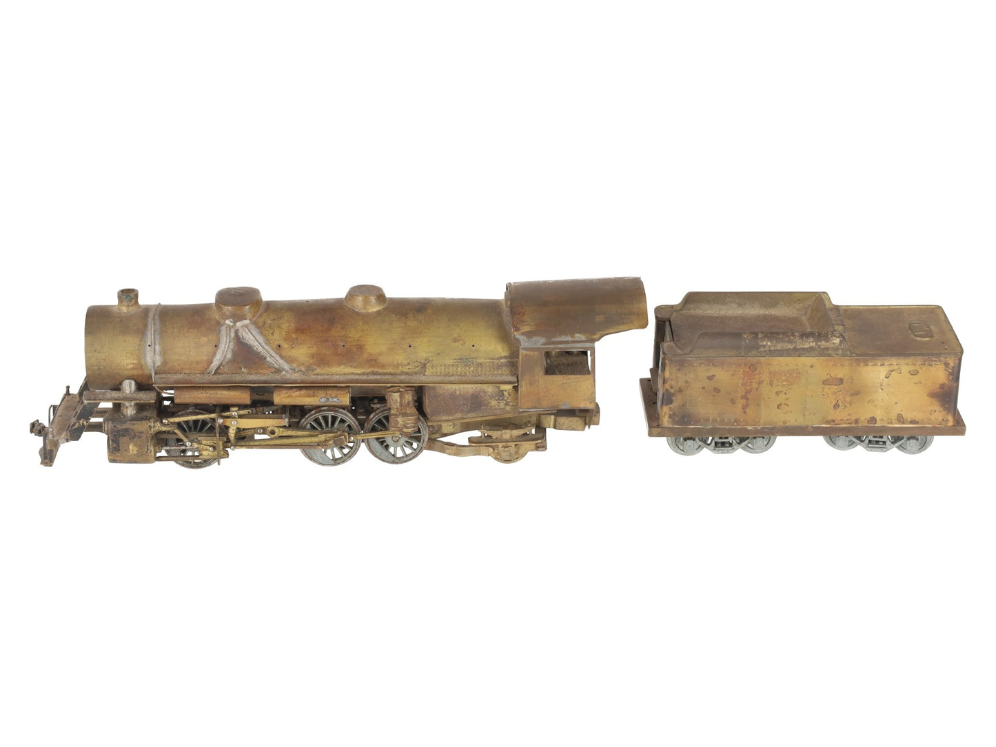 S Scale Brass 2-8-2 Steam Locomotive & Tender VG