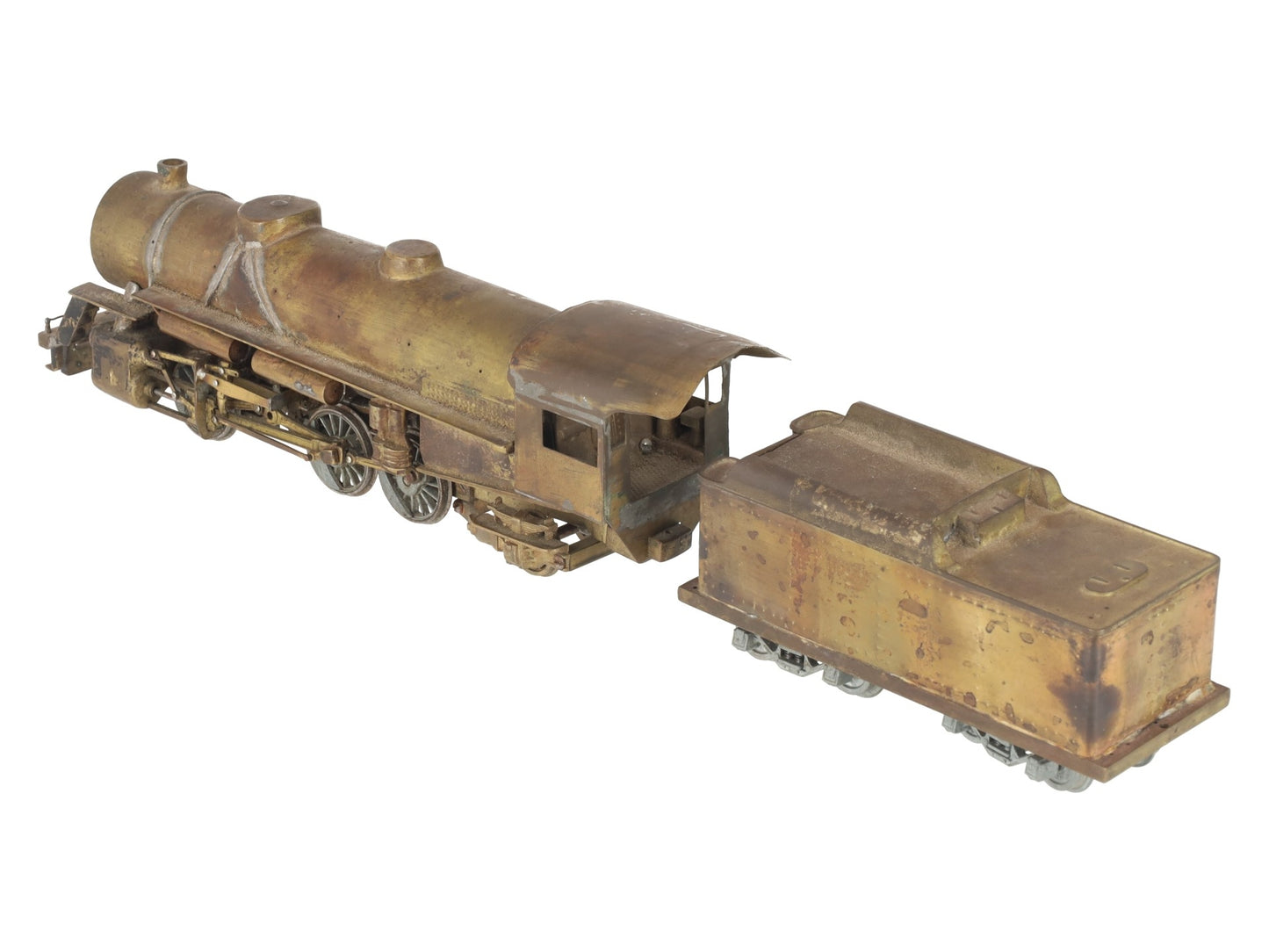 S Scale Brass 2-8-2 Steam Locomotive & Tender VG
