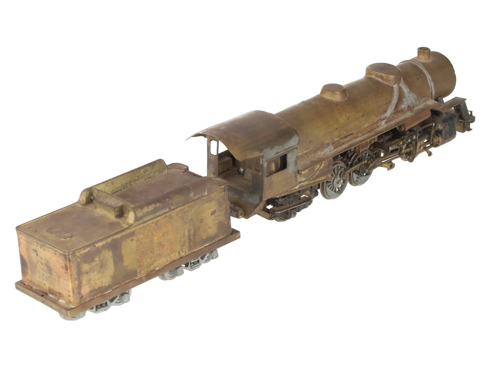 S Scale Brass 2-8-2 Steam Locomotive & Tender VG