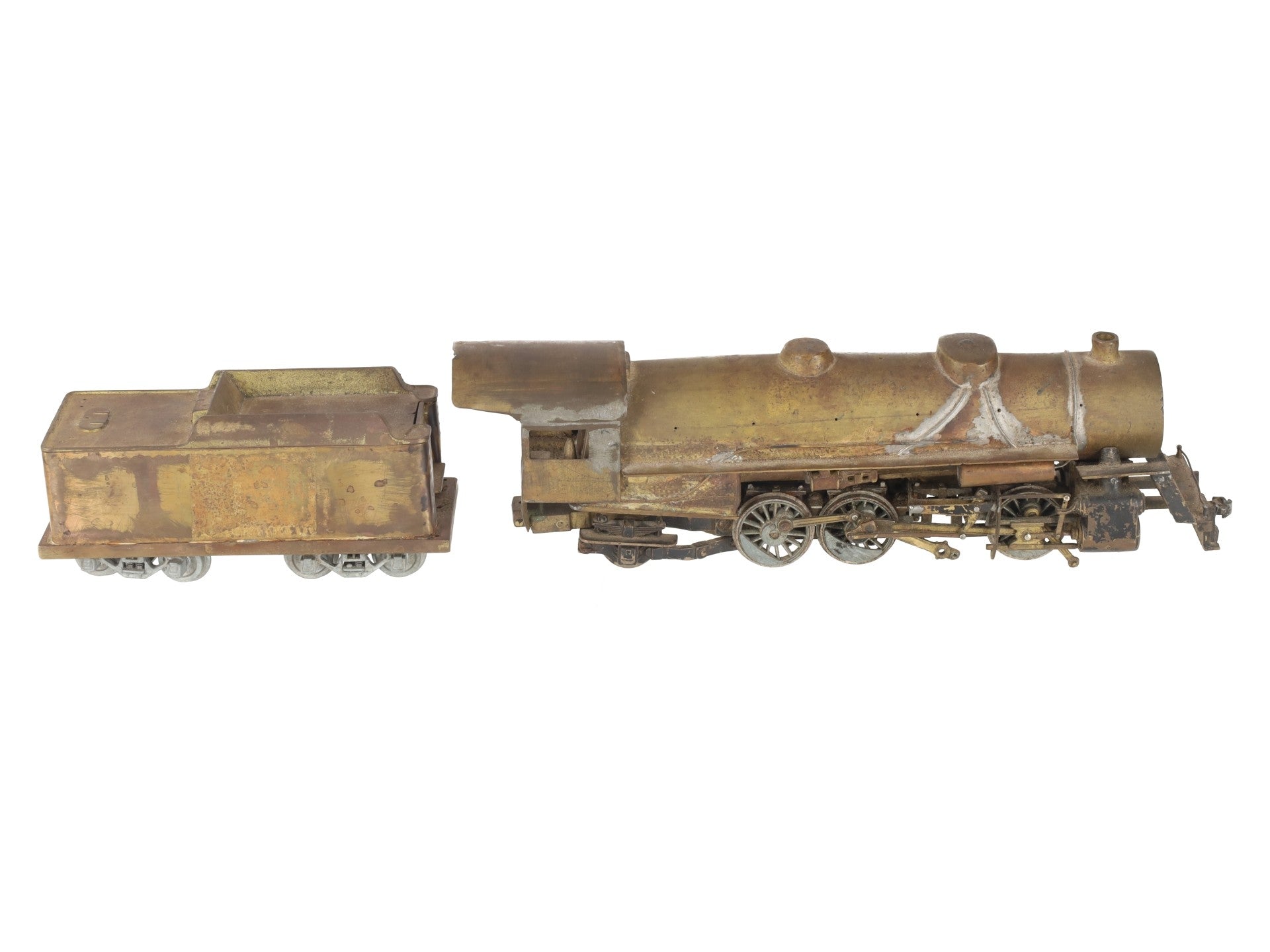 S Scale Brass 2-8-2 Steam Locomotive & Tender VG