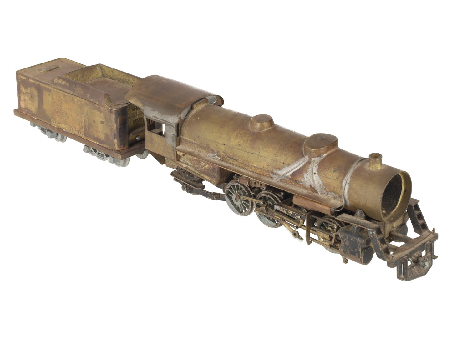 S Scale Brass 2-8-2 Steam Locomotive & Tender VG