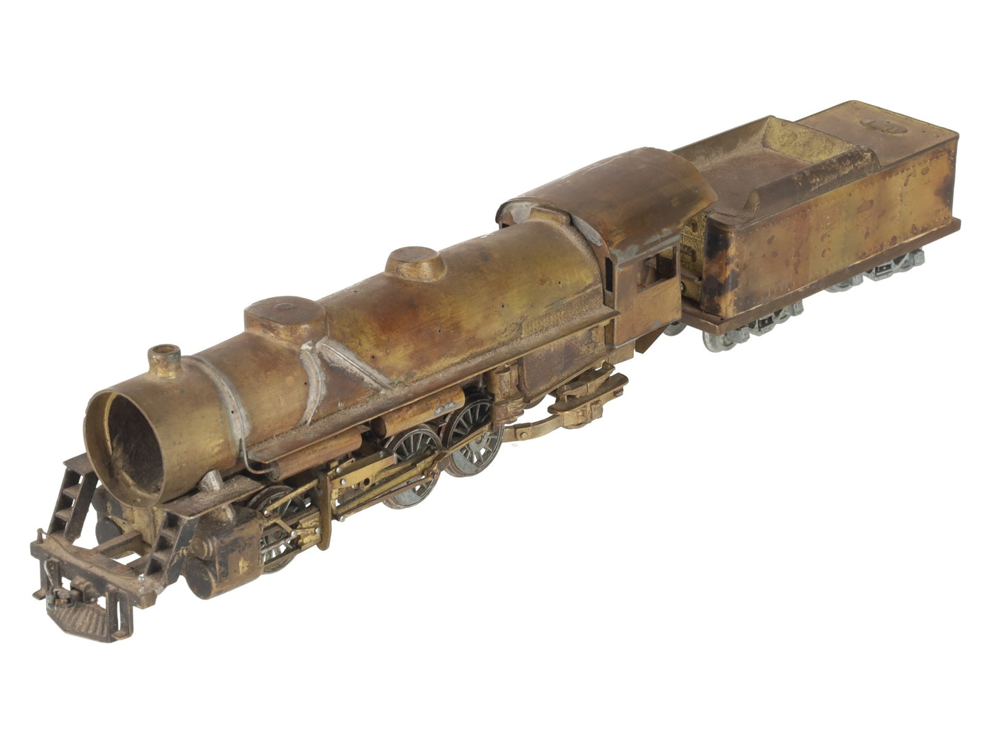 S Scale Brass 2-8-2 Steam Locomotive & Tender VG