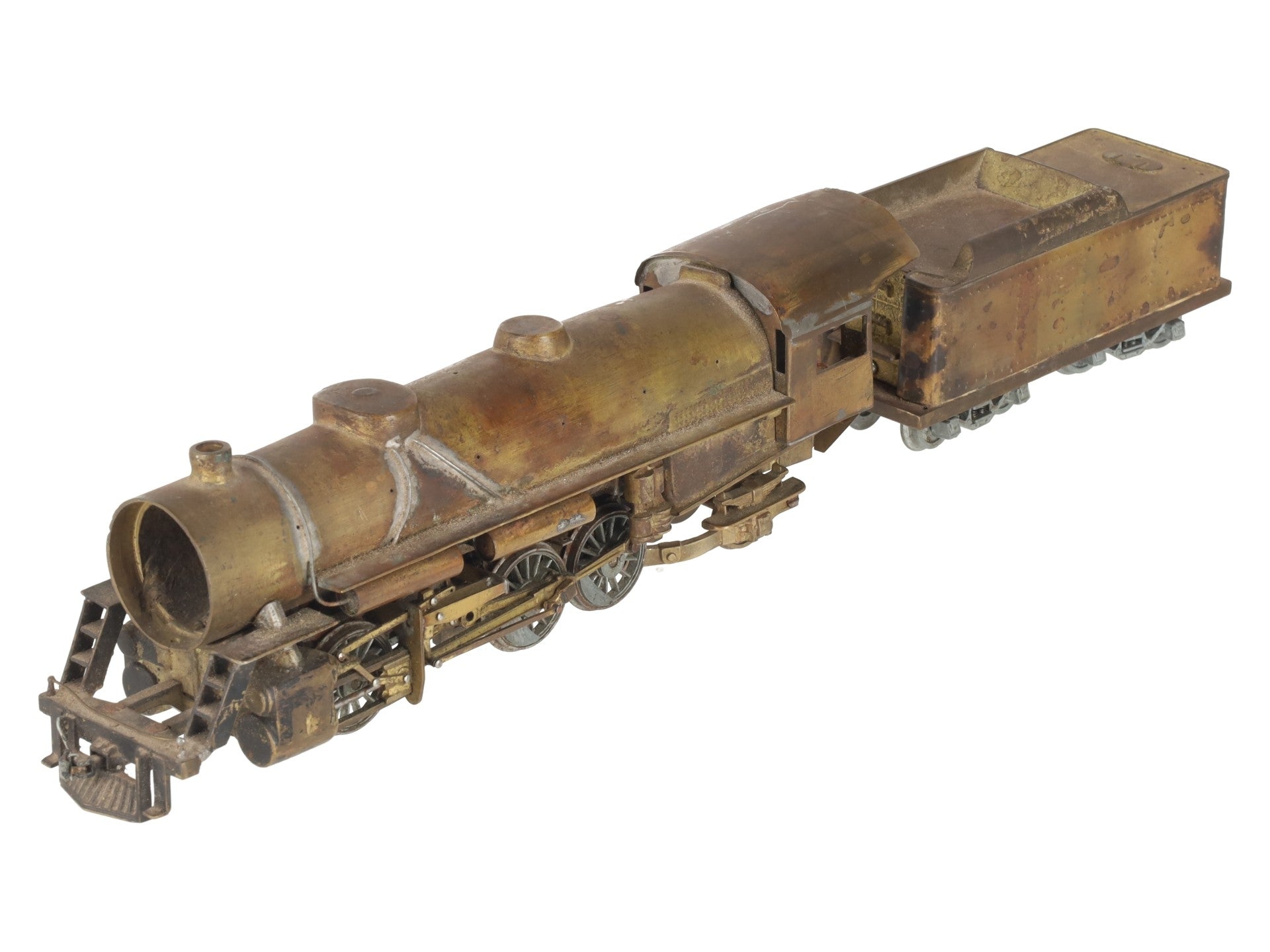 S Scale Brass 2-8-2 Steam Locomotive & Tender VG