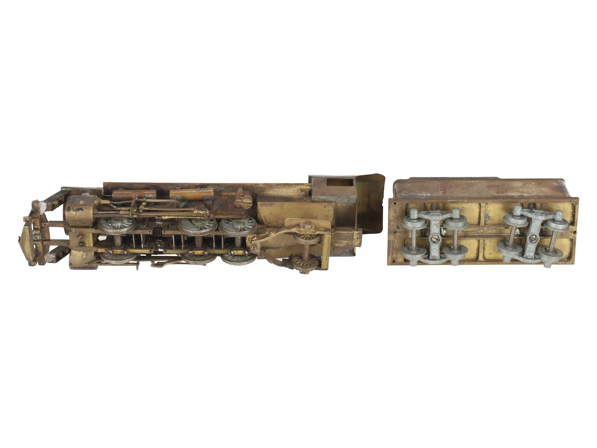 S Scale Brass 2-8-2 Steam Locomotive & Tender VG
