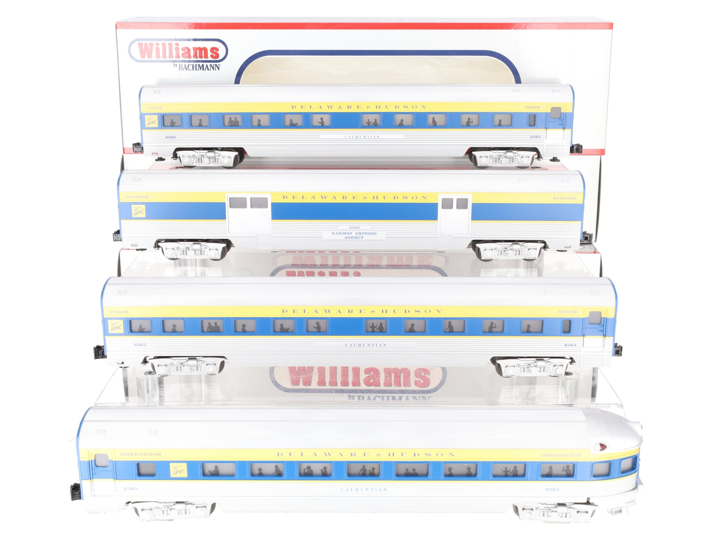 Williams 43167 O Gauge D&H 72 Ft. Streamline Passenger Car (Pack of 4) EX/Box