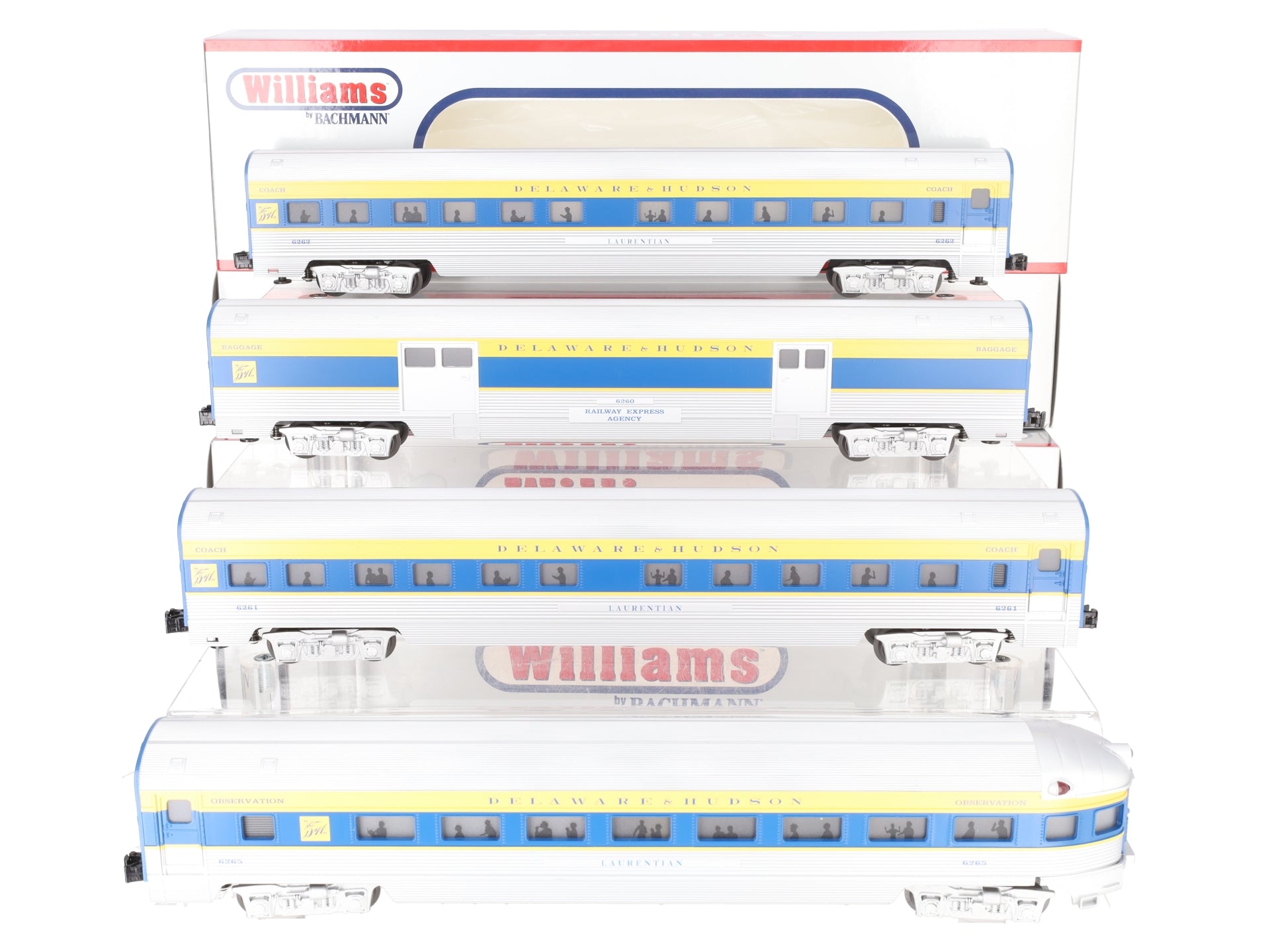 Williams 43167 O Gauge D&H 72 Ft. Streamline Passenger Car (Pack of 4) EX/Box