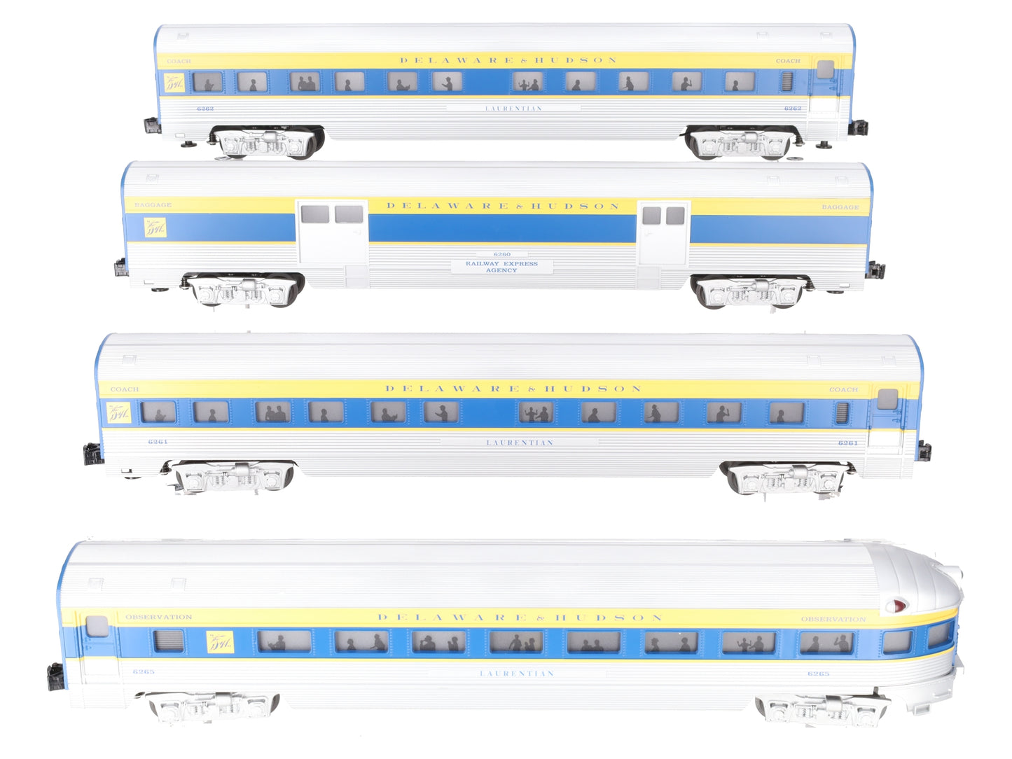 Williams 43167 O Gauge D&H 72 Ft. Streamline Passenger Car (Pack of 4)
