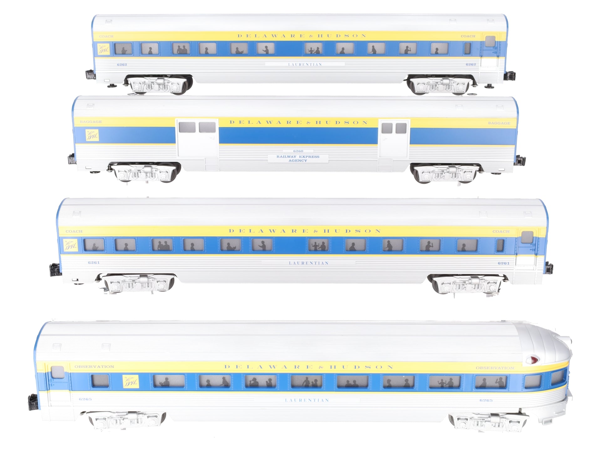 Williams 43167 O Gauge D&H 72 Ft. Streamline Passenger Car (Pack of 4) EX/Box