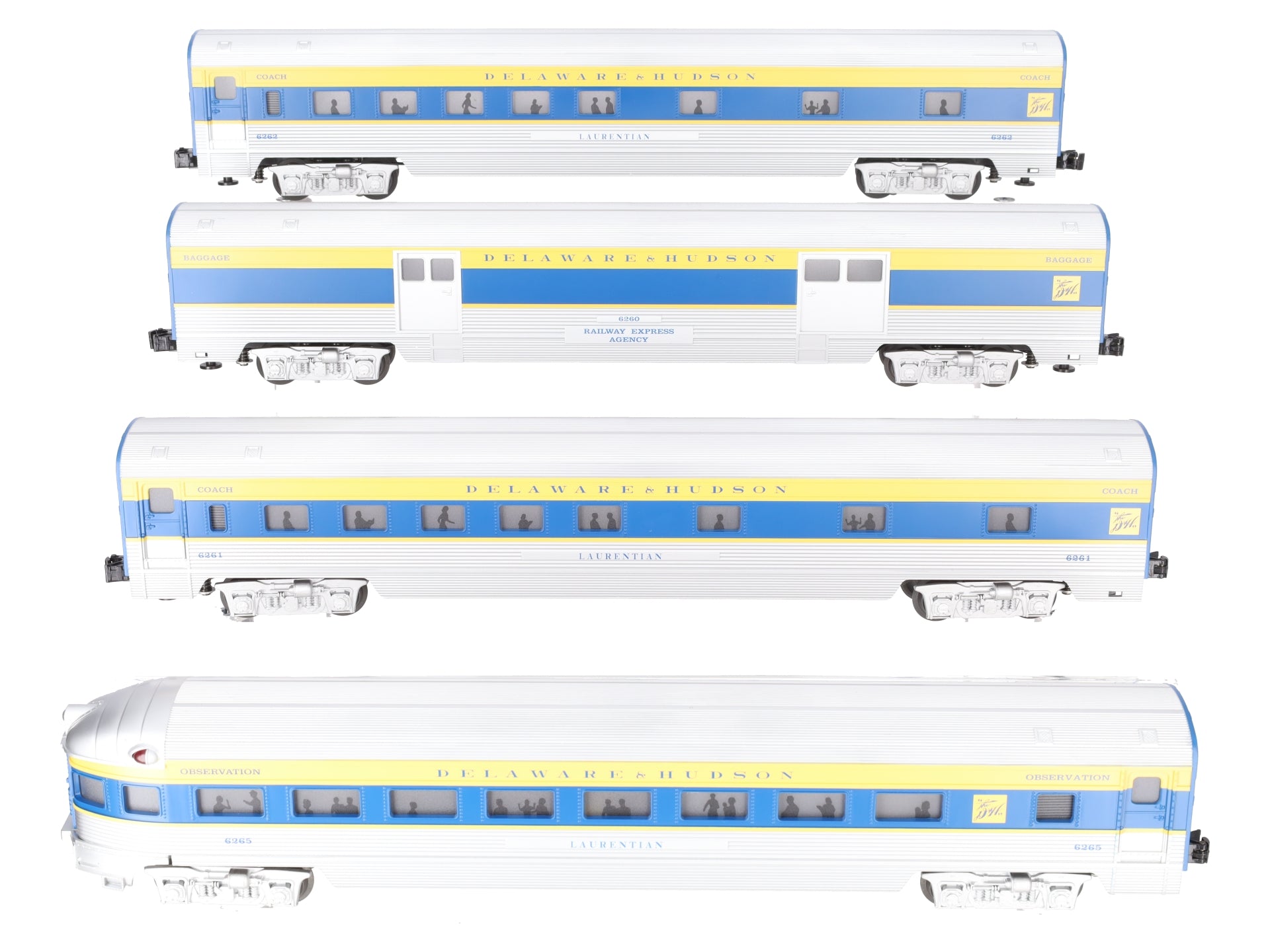 Williams 43167 O Gauge D&H 72 Ft. Streamline Passenger Car (Pack of 4)