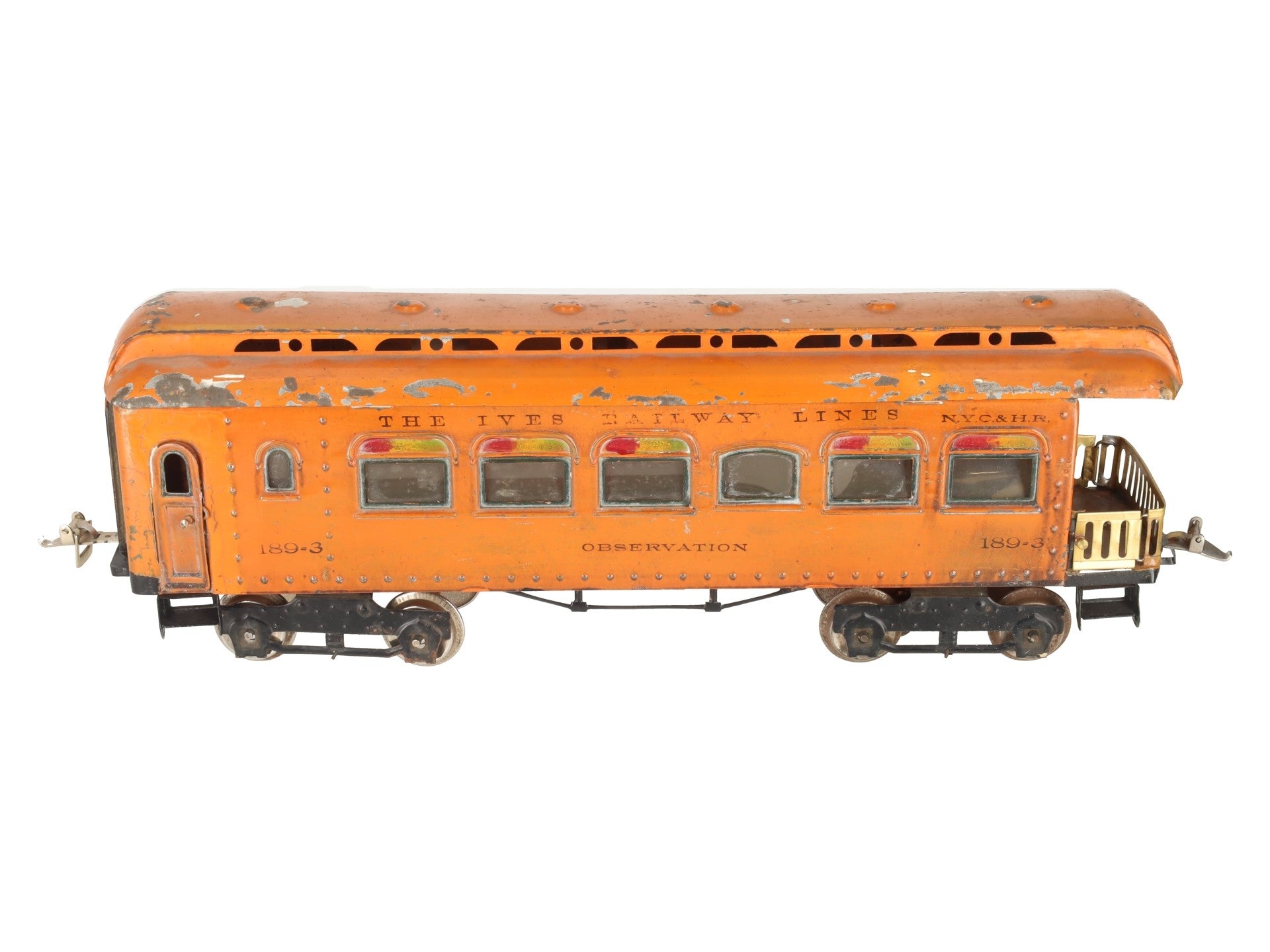 Ives 189-3 Vintage Standard Gauge Tinplate Observation Car VG