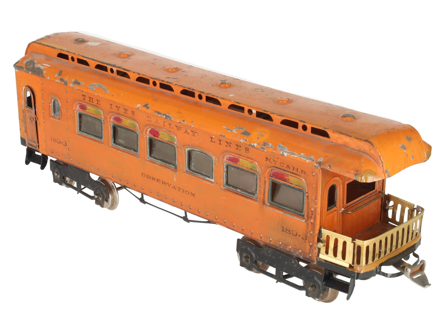 Ives 189-3 Vintage Standard Gauge Tinplate Observation Car VG