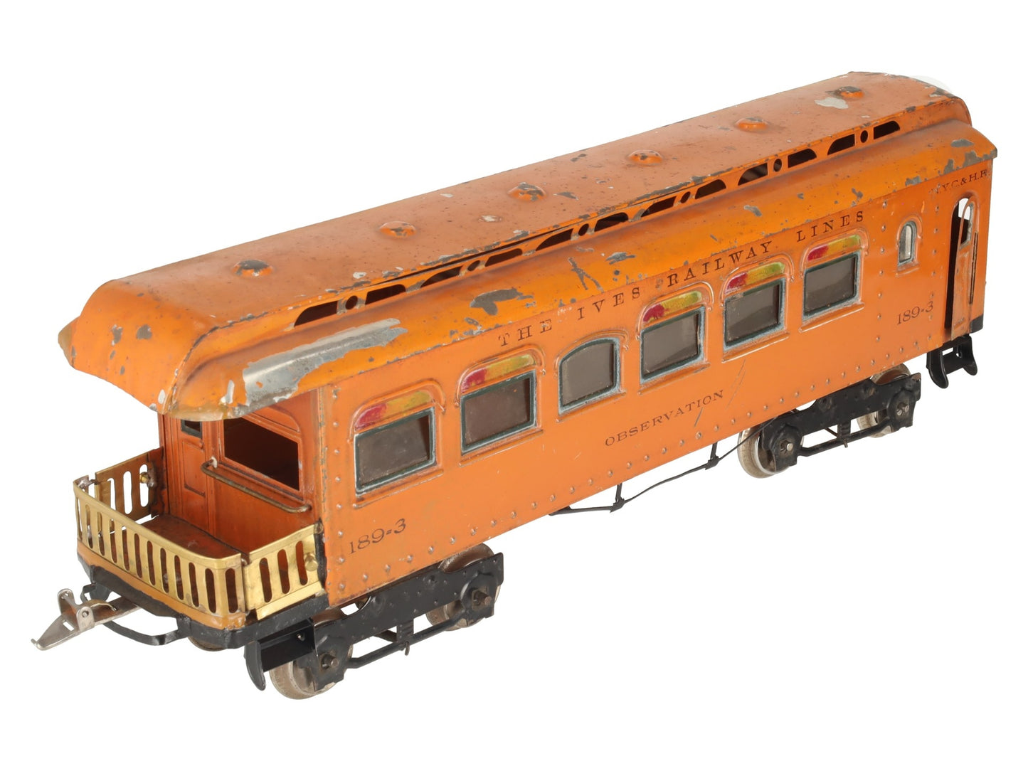 Ives 189-3 Vintage Standard Gauge Tinplate Observation Car VG