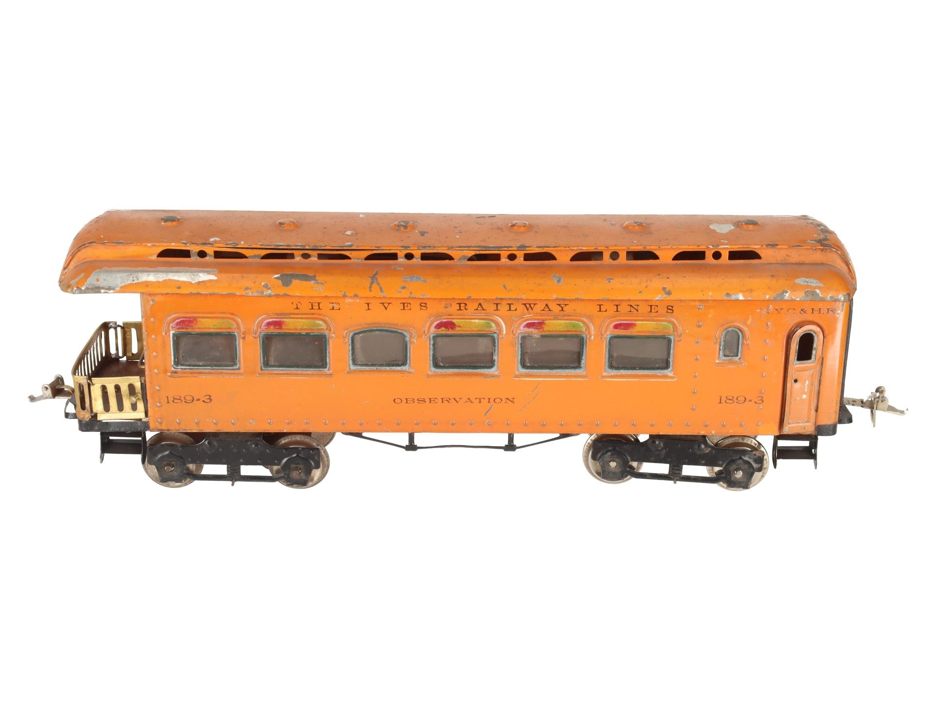 Ives 189-3 Vintage Standard Gauge Tinplate Observation Car VG