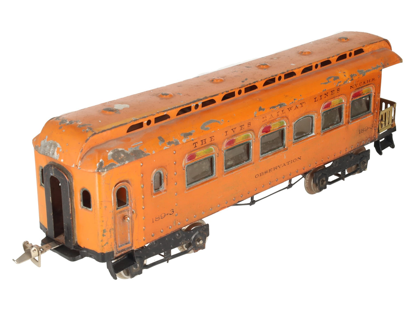 Ives 189-3 Vintage Standard Gauge Tinplate Observation Car VG