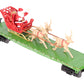 MTH 30-76741 O Christmas Flat Car w/ LED Lights, Santa Sleigh & Reindeer #122518