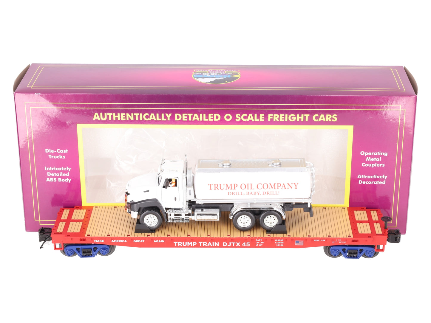 MTH 20-92440D Donald J. Trump Flatcar w/ Tanker Truck LN/Box