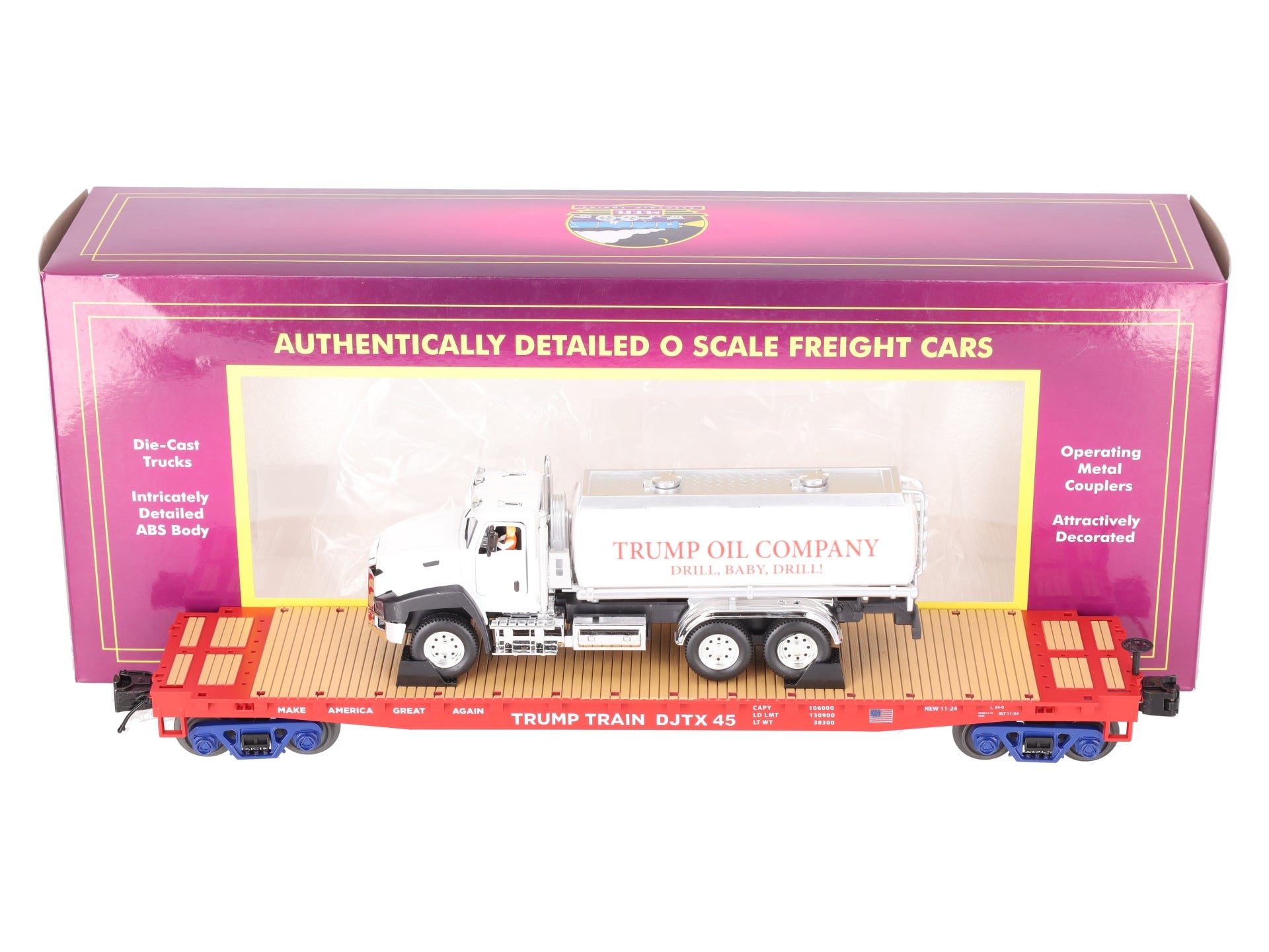 MTH 20-92440D Donald J. Trump Flatcar w/ Tanker Truck LN/Box