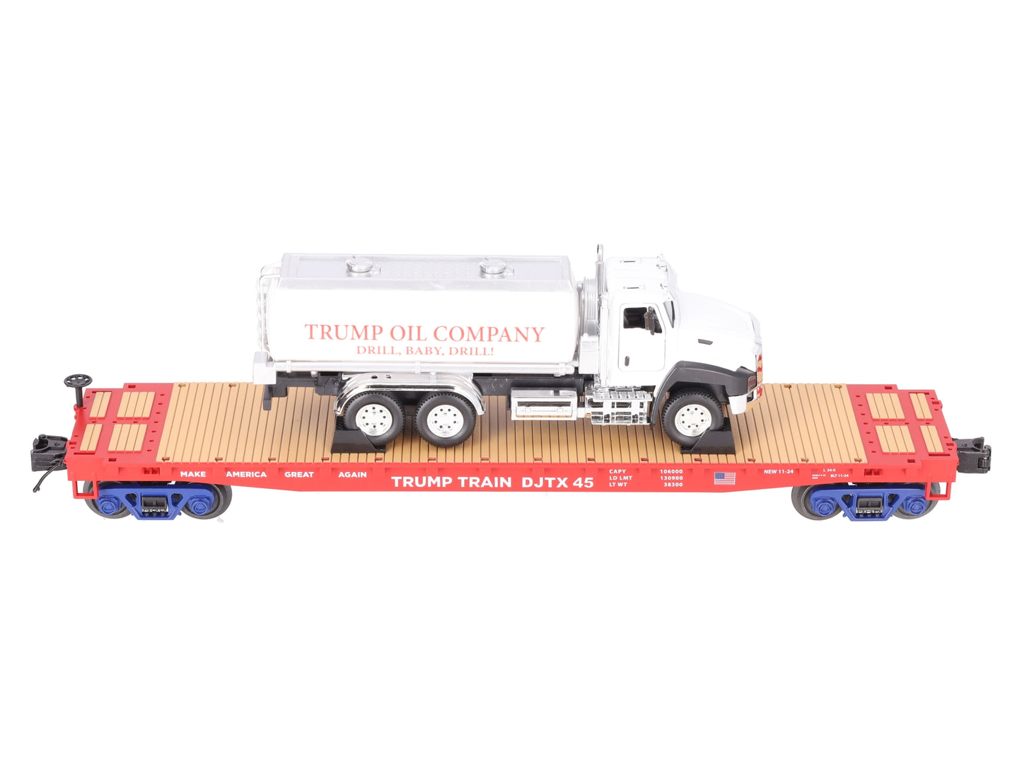 MTH 20-92440D Donald J. Trump Flatcar w/ Tanker Truck LN/Box