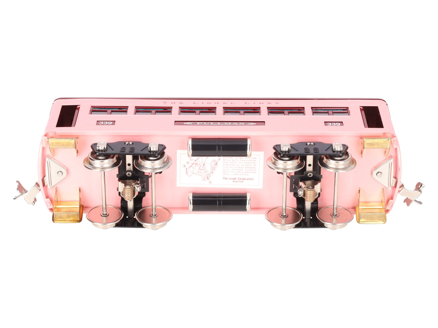MTH 11-40025 Standard Gauge Lionel Lines Pullmen Pink Coach Passenger Car #339 LN/Box