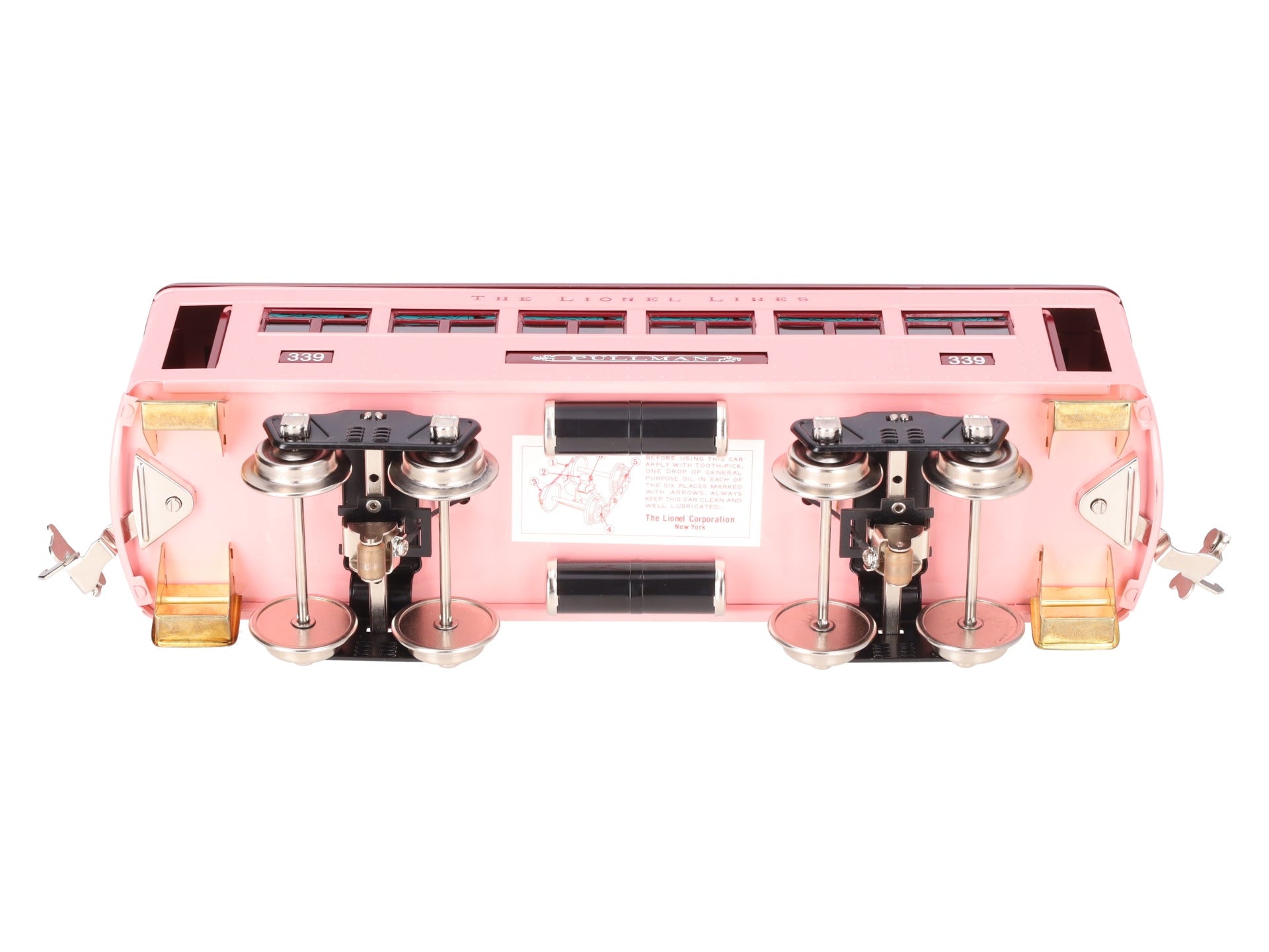 MTH 11-40025 Standard Gauge Lionel Lines Pullmen Pink Coach Passenger Car #339 LN/Box