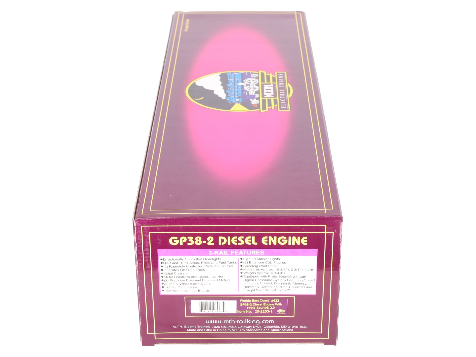 MTH 20-2253-1 O Gauge Florida East Coast GP38-2 Diesel Engine w/PS2 #422 LN/Box