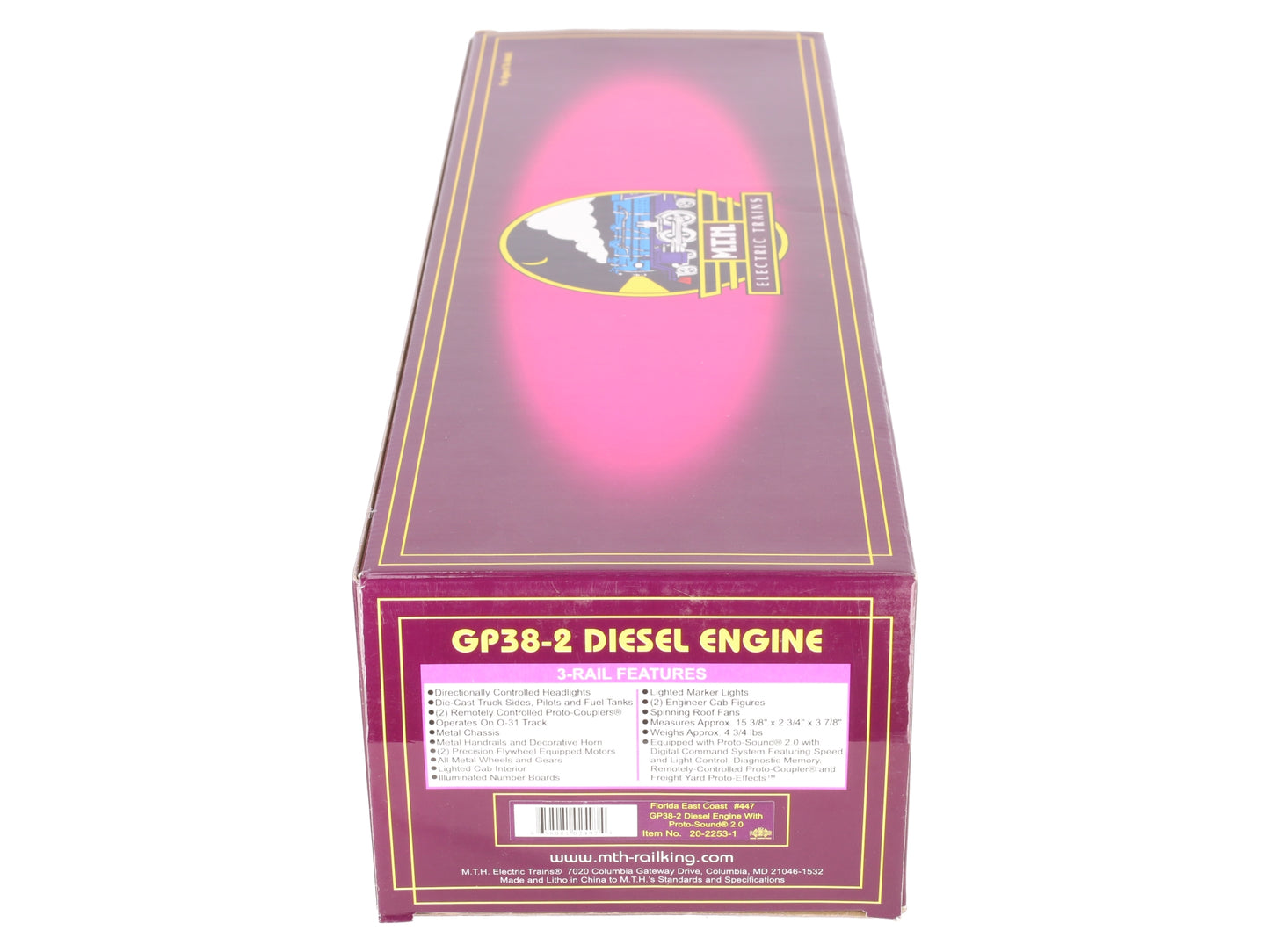 MTH 20-2253-1 Florida East Coast GP38-2 Diesel Engine w/PS 2.0 #447 LN/Box