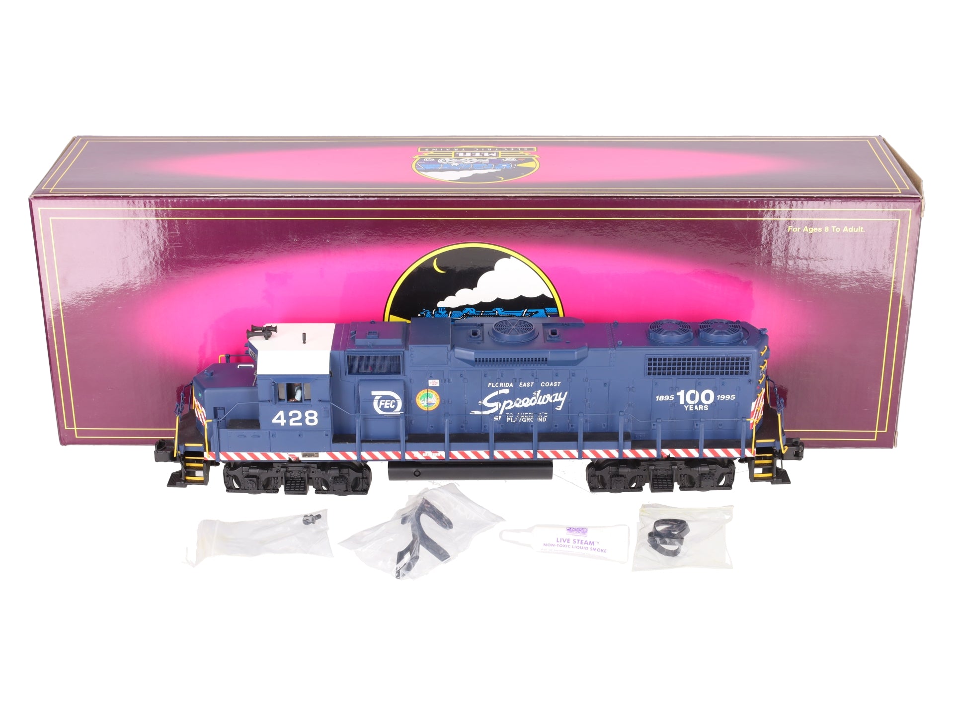 MTH 20-2253-1 O Gauge Florida East Coast GP38-2 Diesel Engine w/PS2 #428 EX/Box