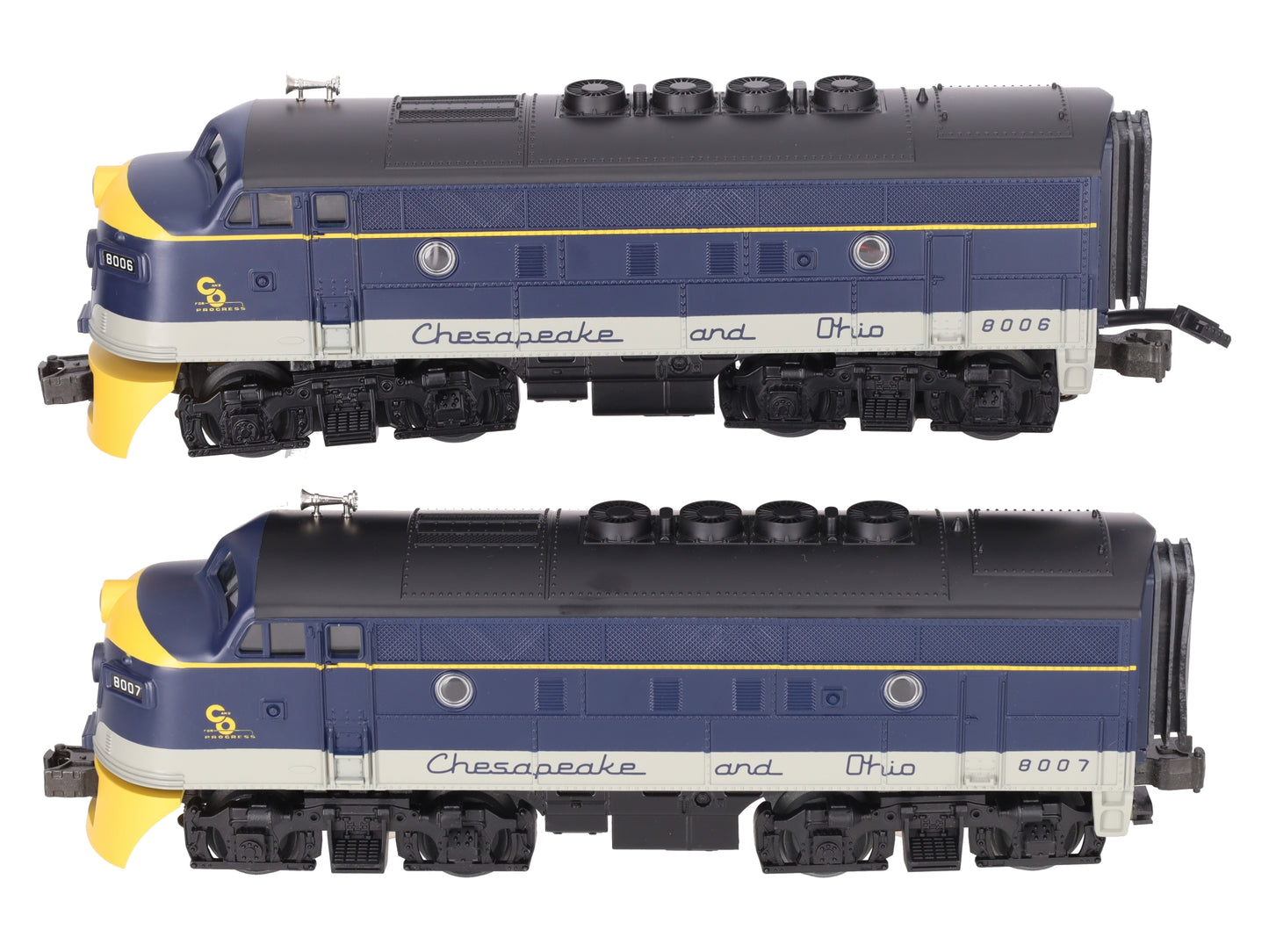 MTH 30-2185-1 O Gauge C&O F-3 AA Diesel Engine Set w/PS1 #8006/8007 LN/Box