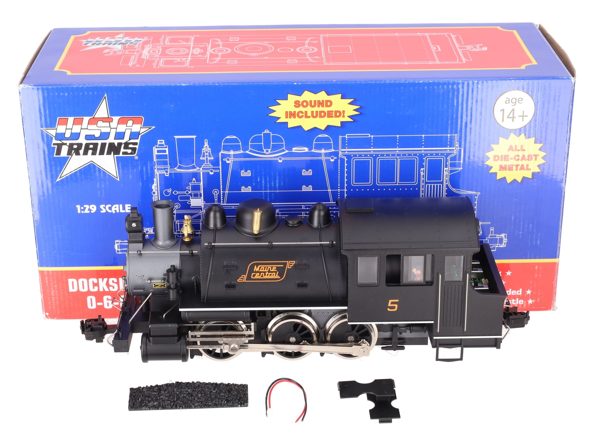 USA Trains 20068 G Maine Central Dockside 0-6-0T Steam Locomotive with Sound #5 EX/Box