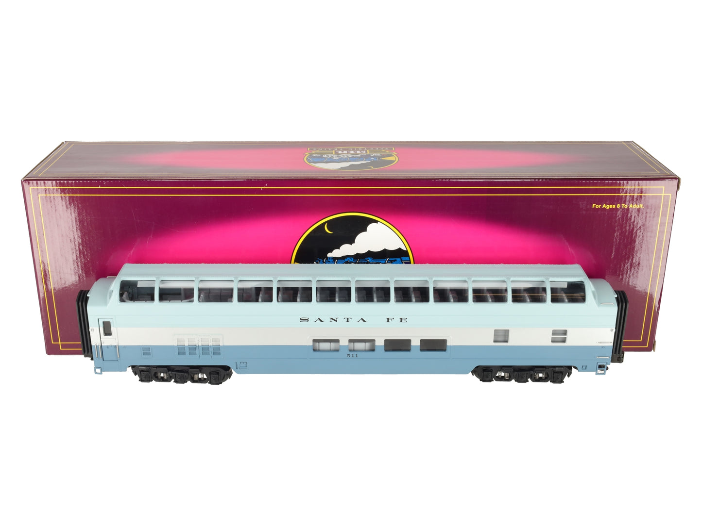MTH 20-6792 Santa Fe Blue Goose Full Length Vista Dome LN/Box