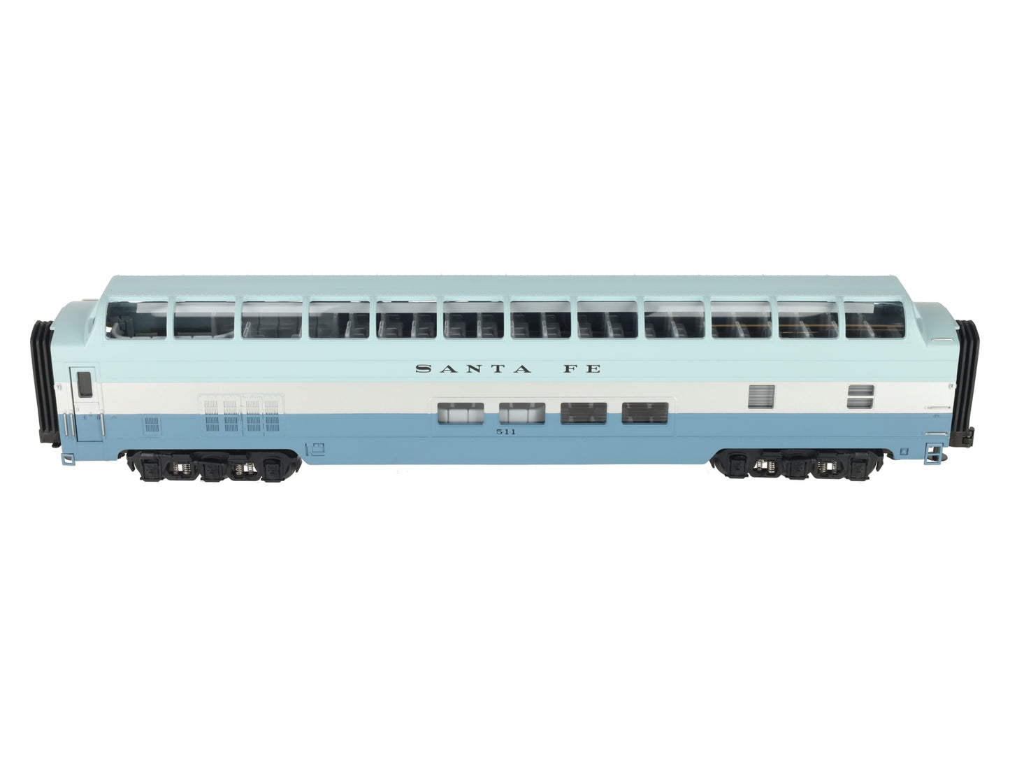 MTH 20-6792 Santa Fe Blue Goose Full Length Vista Dome LN/Box