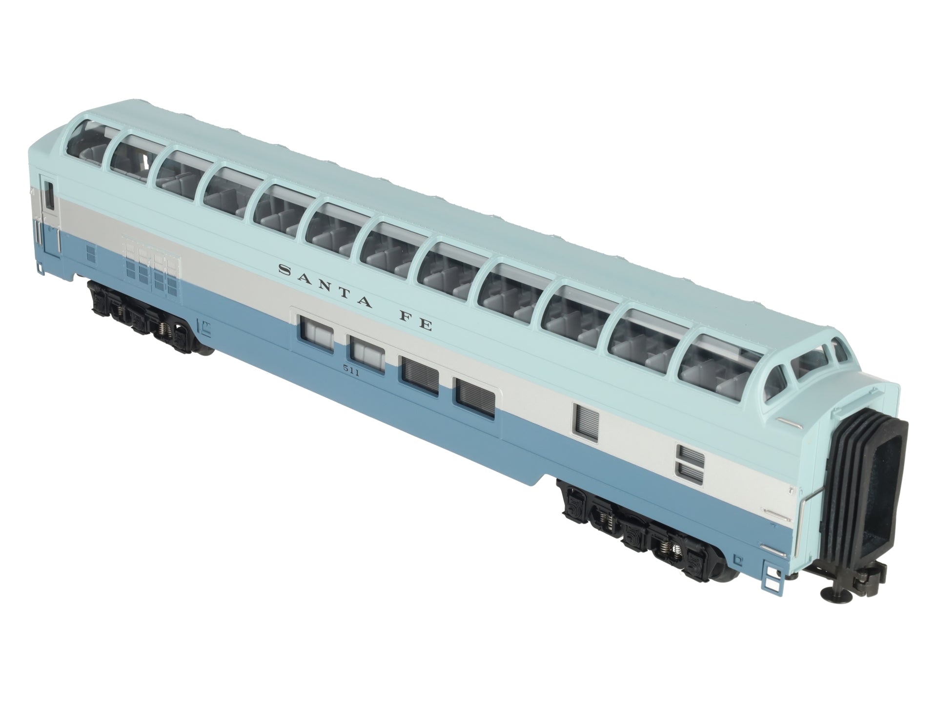 MTH 20-6792 Santa Fe Blue Goose Full Length Vista Dome LN/Box