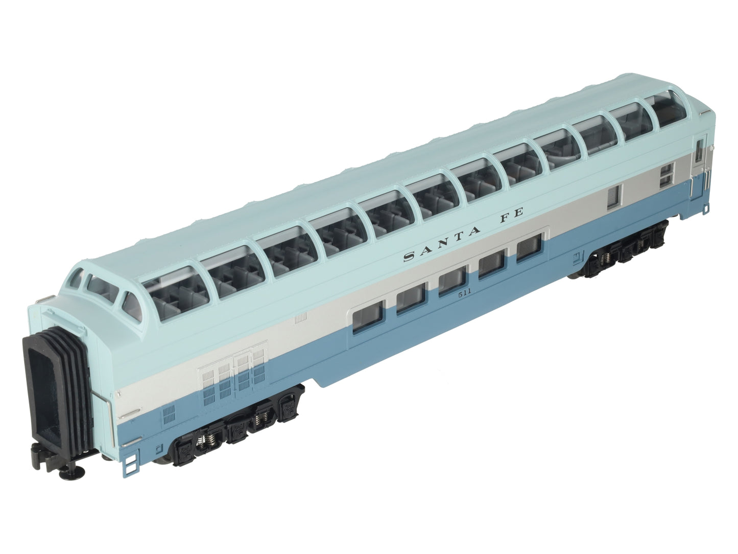 MTH 20-6792 Santa Fe Blue Goose Full Length Vista Dome LN/Box