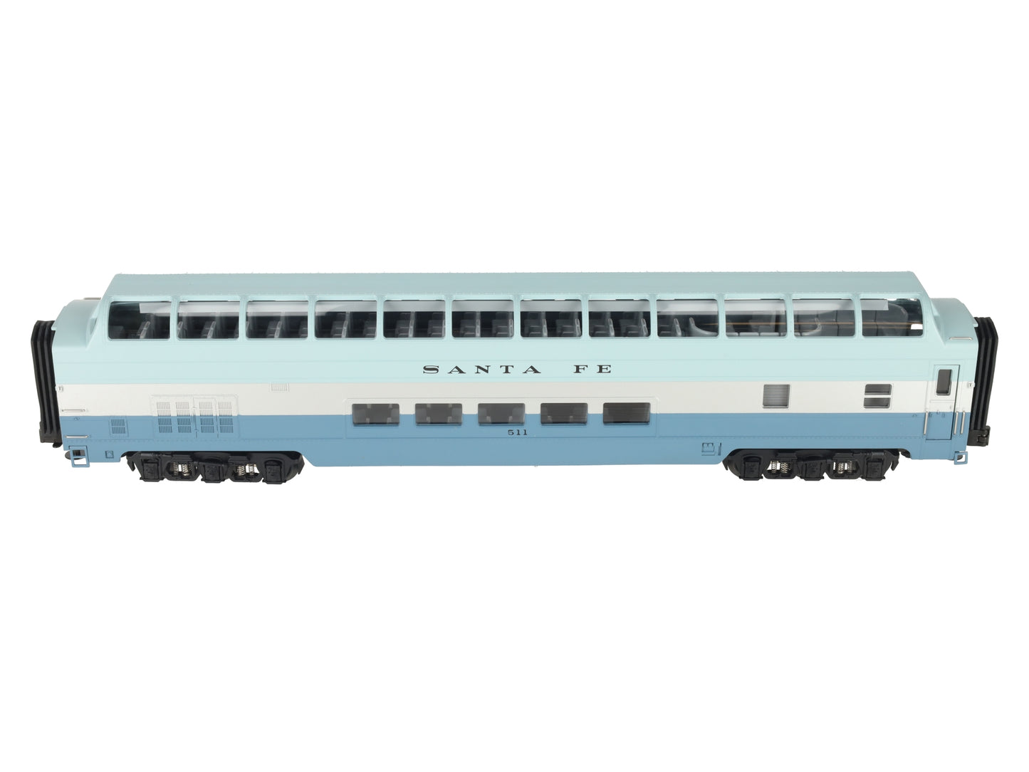 MTH 20-6792 Santa Fe Blue Goose Full Length Vista Dome LN/Box