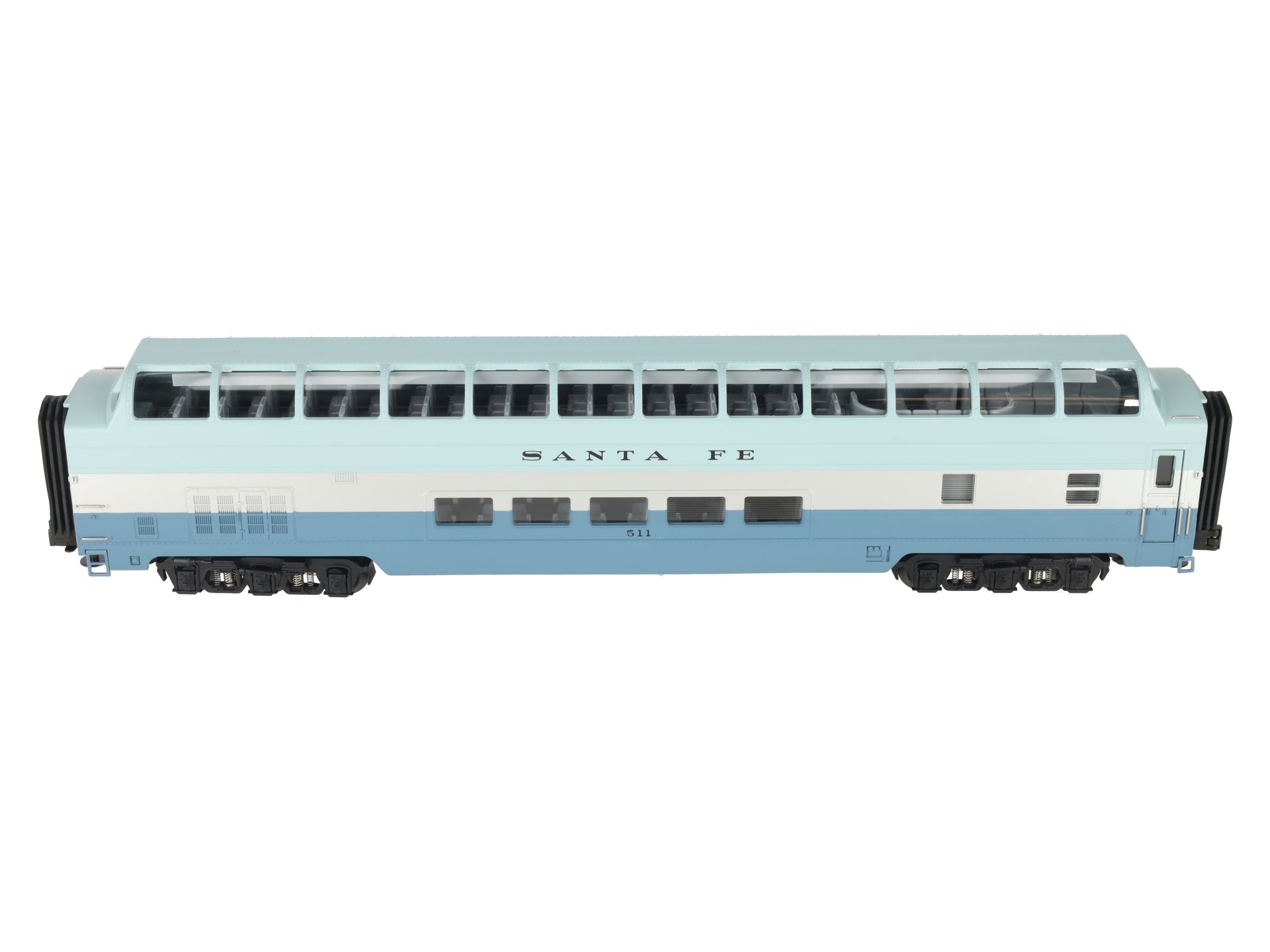MTH 20-6792 Santa Fe Blue Goose Full Length Vista Dome LN/Box
