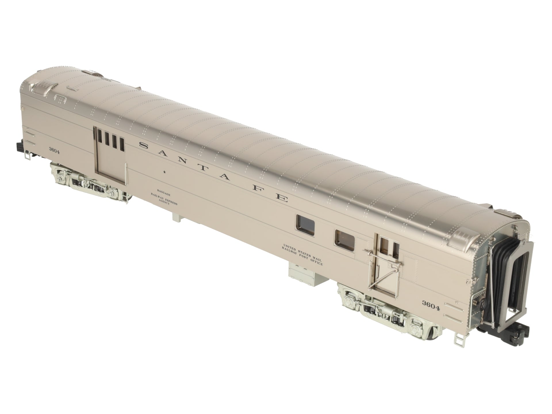 MTH 20-68136 O Santa Fe 70’ ABS Smooth Streamlined RPO Passenger Car #3604 EX/Box