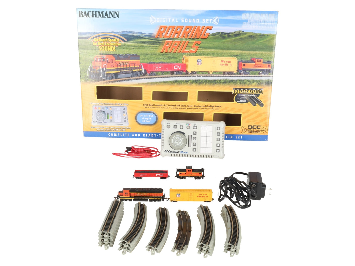 Bachmann 24132 N Scale BNSF Roaring Rails Diesel Starter Freight Train Set w/DCC EX/Box
