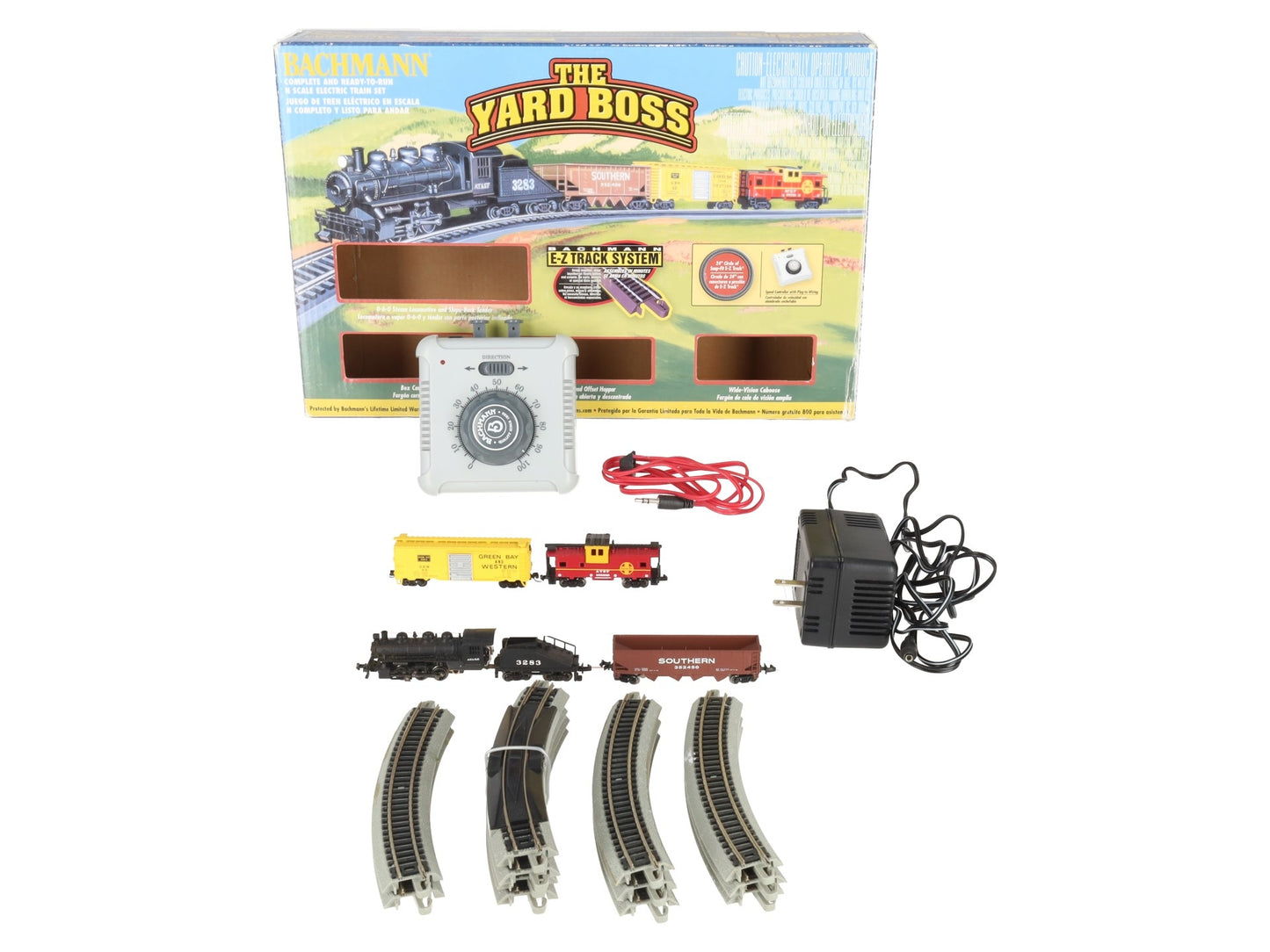 Bachmann 24014 N Scale Yard Boss Santa Fe Steam Starter Freight Train Set EX/Box