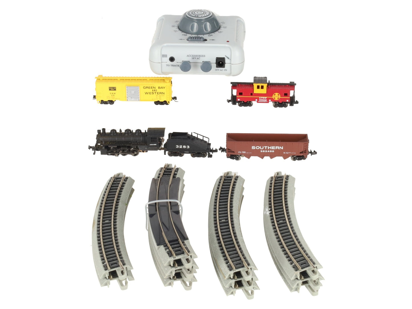 Bachmann 24014 N Scale Yard Boss Santa Fe Steam Starter Freight Train Set EX/Box