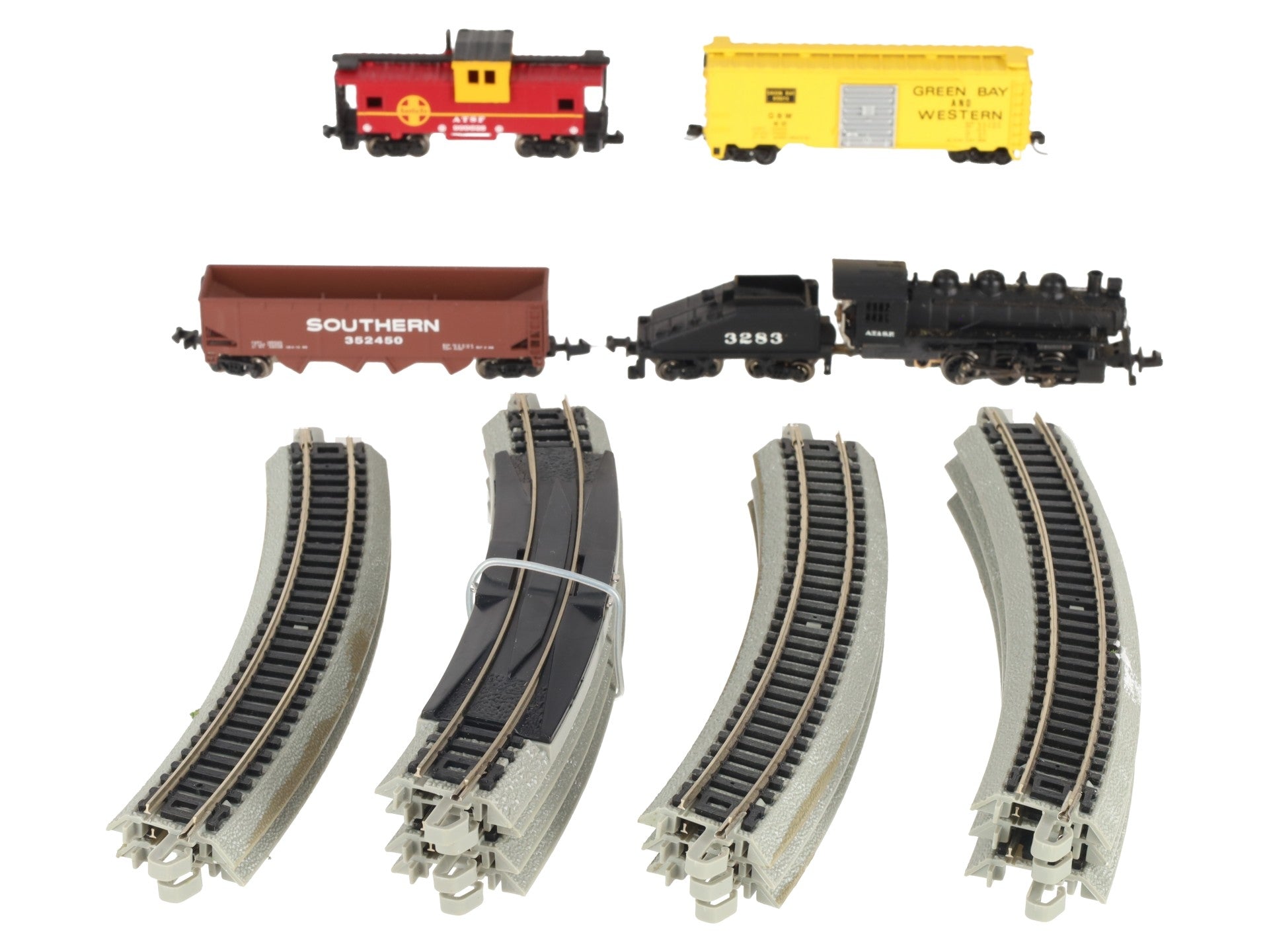 Bachmann 24014 N Scale Yard Boss Santa Fe Steam Starter Freight Train Set EX/Box